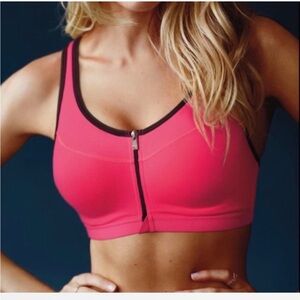 Victoria's Secret VSX Zip Front Underwire Sports Bra Hot Pink Size 34DD
